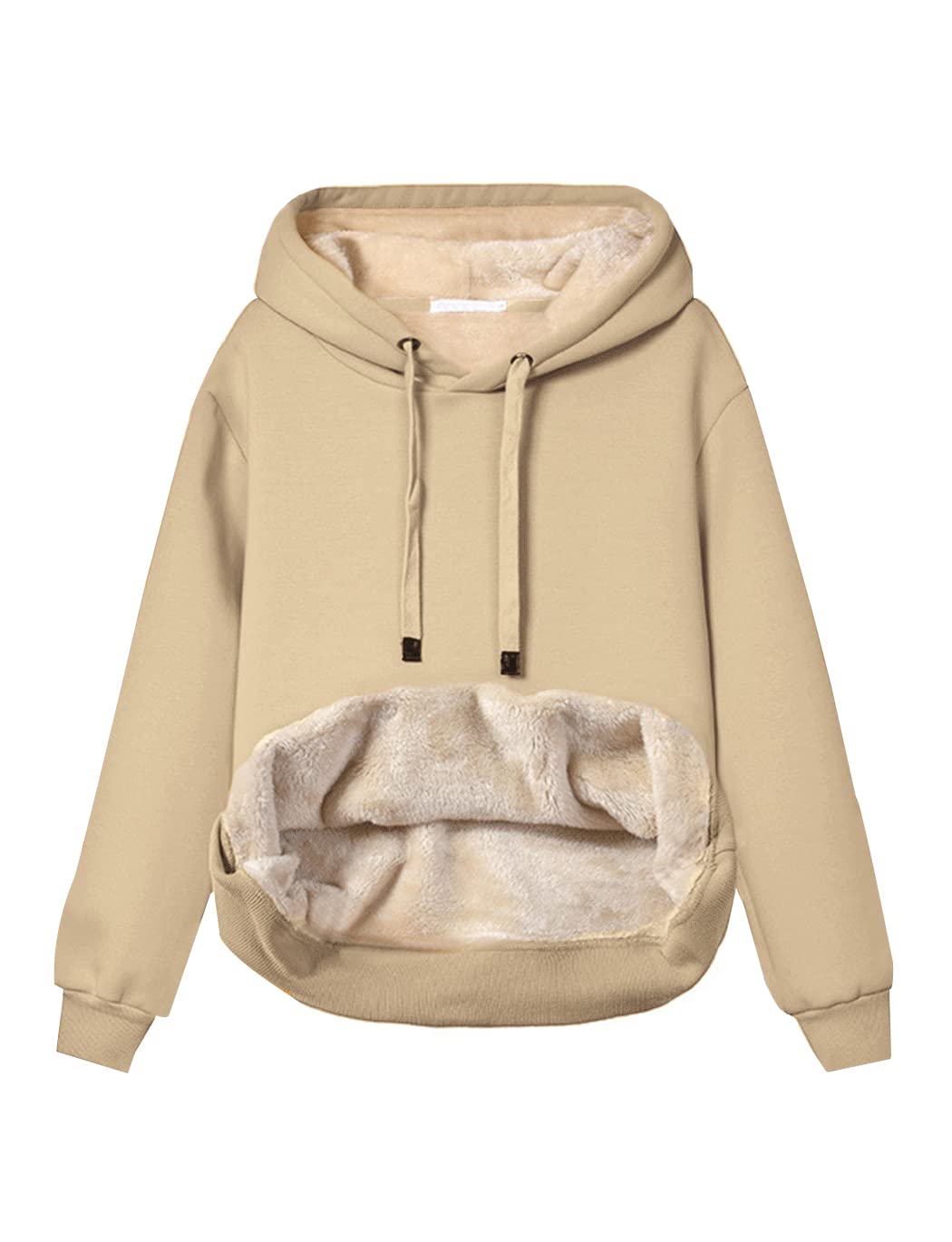 Womens Fleece Sherpa Lined Pullover Hooded