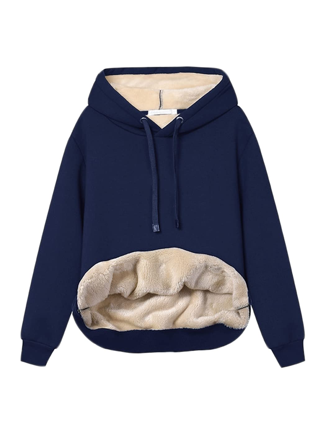 Womens Fleece Sherpa Lined Pullover Hooded