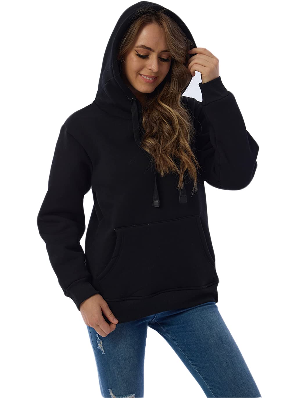 Womens Fleece Sherpa Lined Pullover Hooded