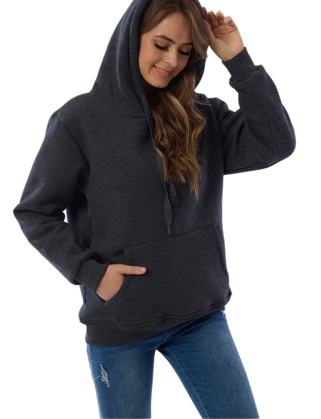 Womens Fleece Sherpa Lined Pullover Hooded