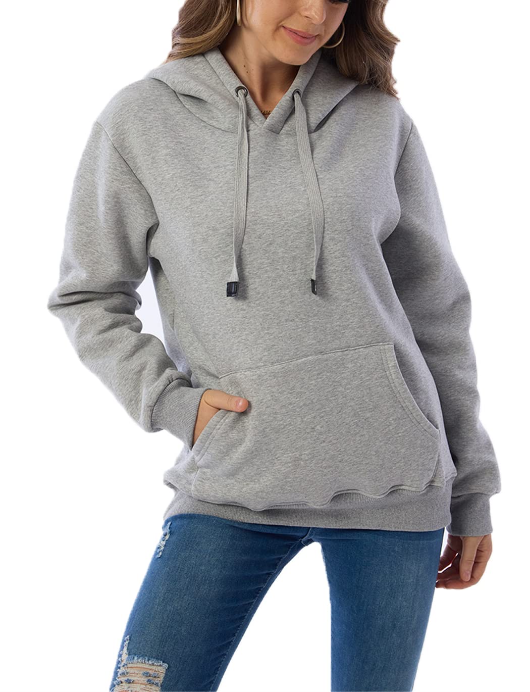 Womens Fleece Sherpa Lined Pullover Hooded