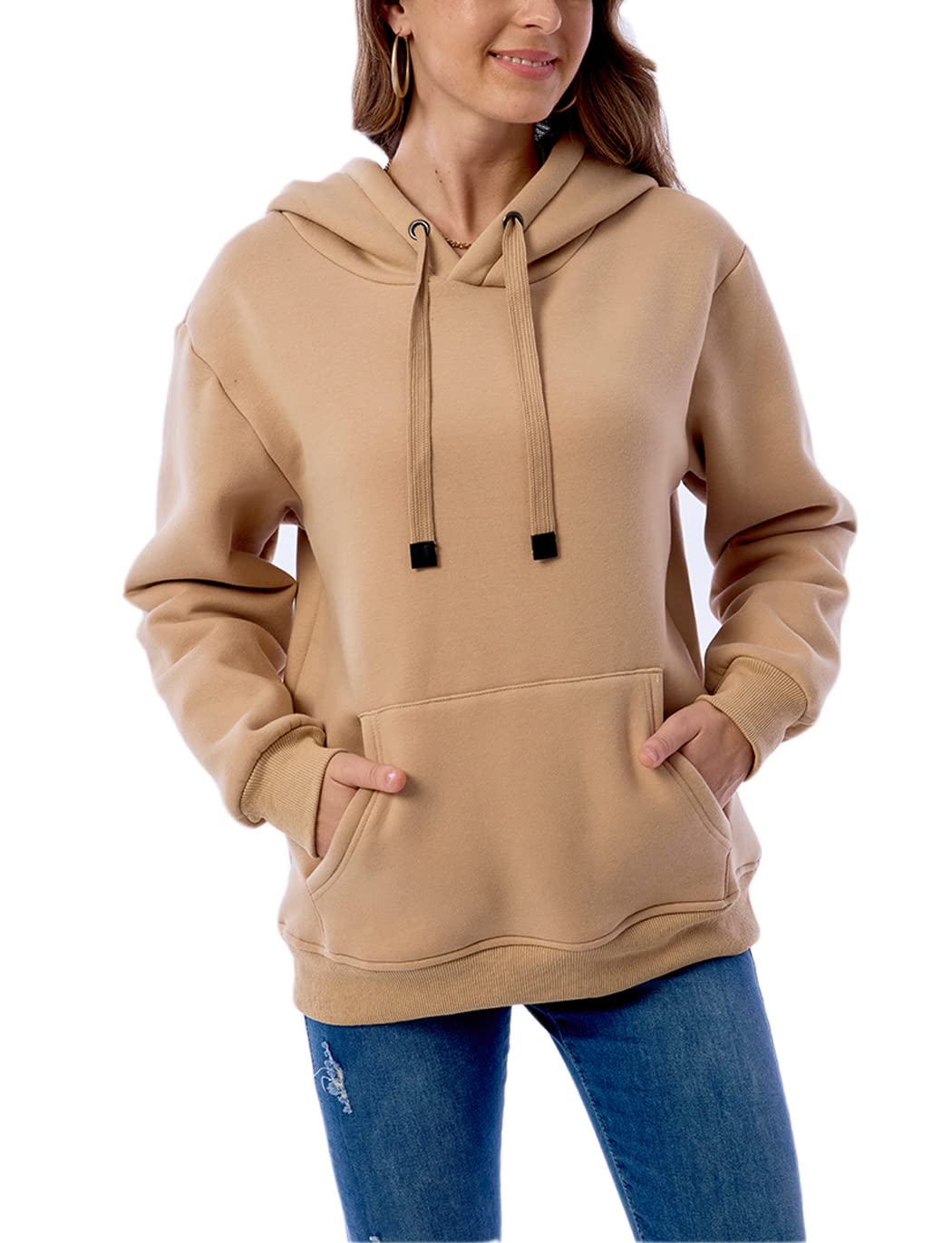 Womens Fleece Sherpa Lined Pullover Hooded