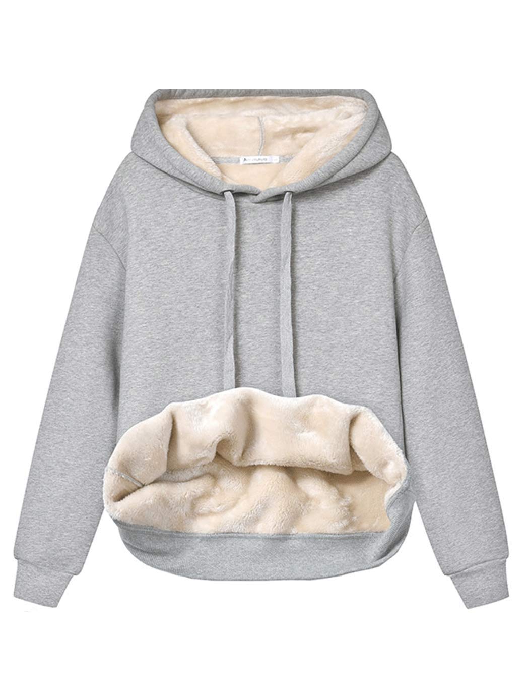 Womens Fleece Sherpa Lined Pullover Hooded