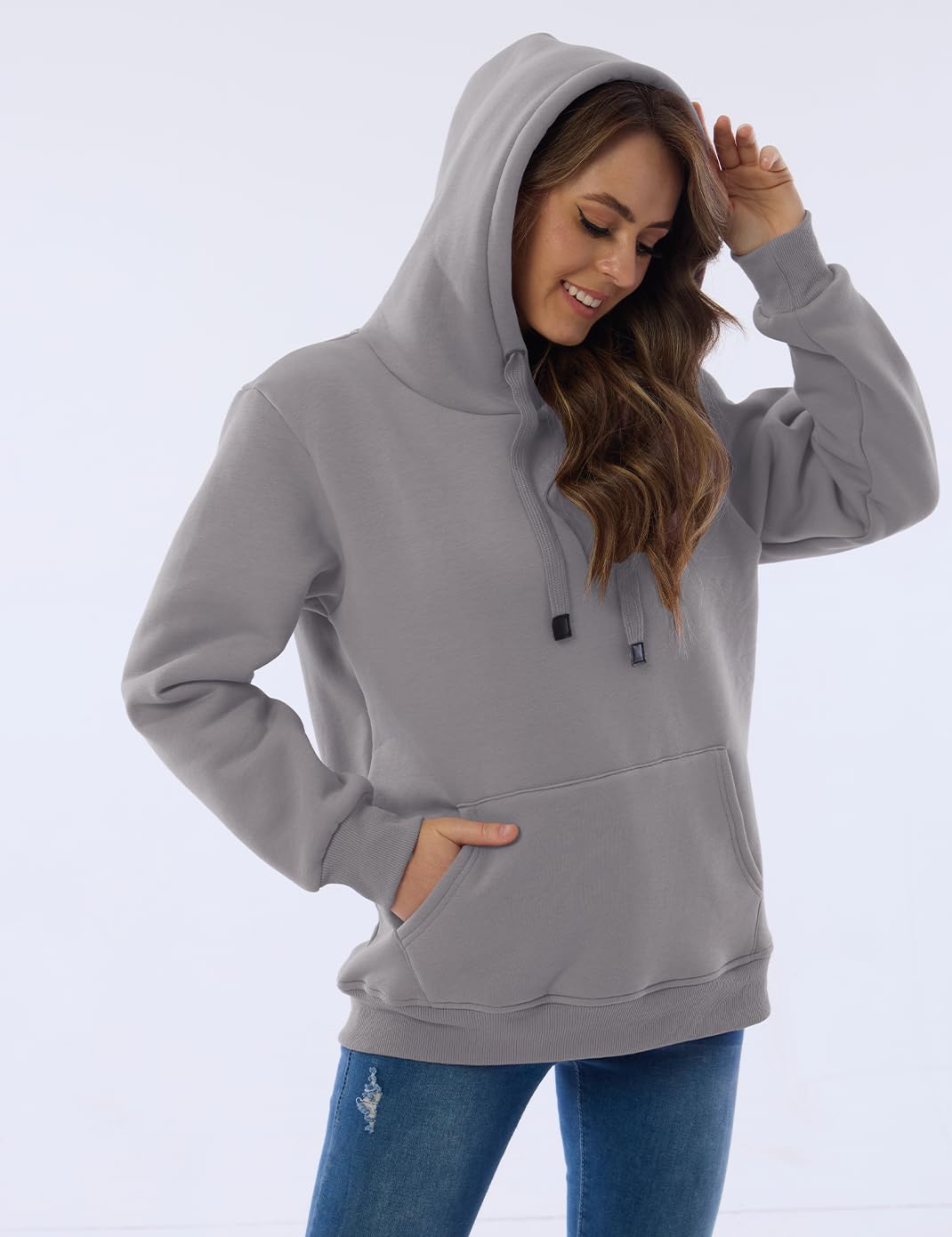 Womens Fleece Sherpa Lined Pullover Hooded