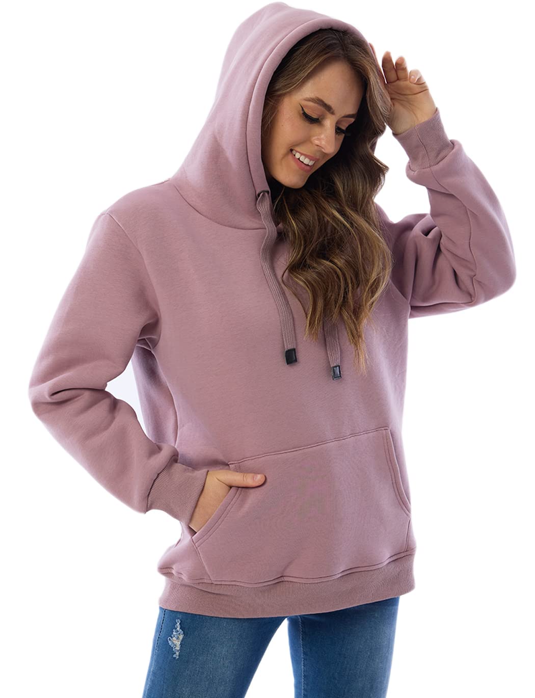 Womens Fleece Sherpa Lined Pullover Hooded