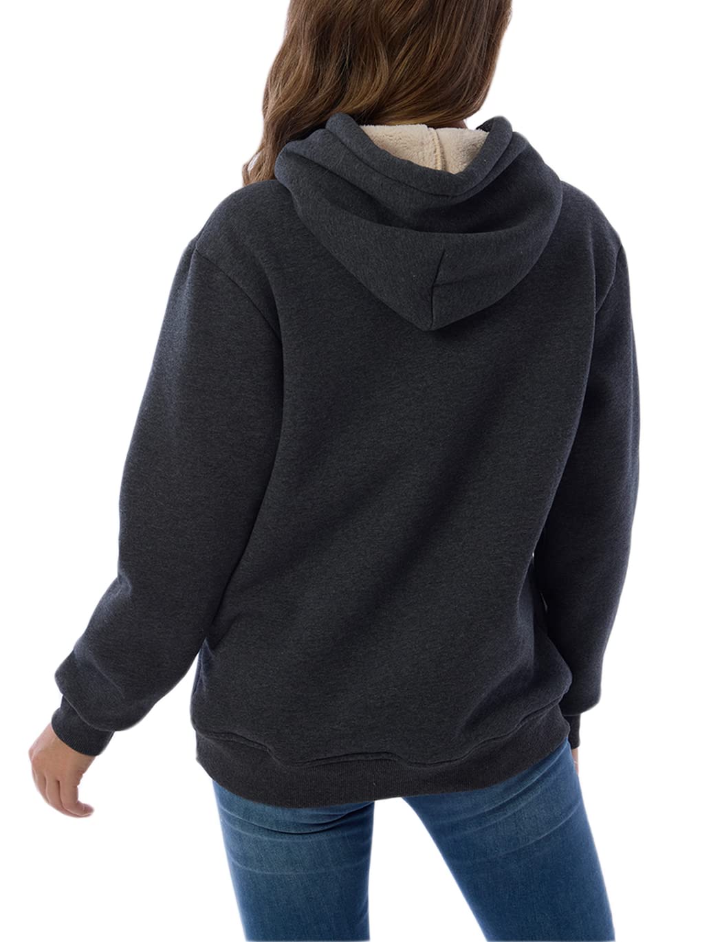 Womens Fleece Sherpa Lined Pullover Hooded