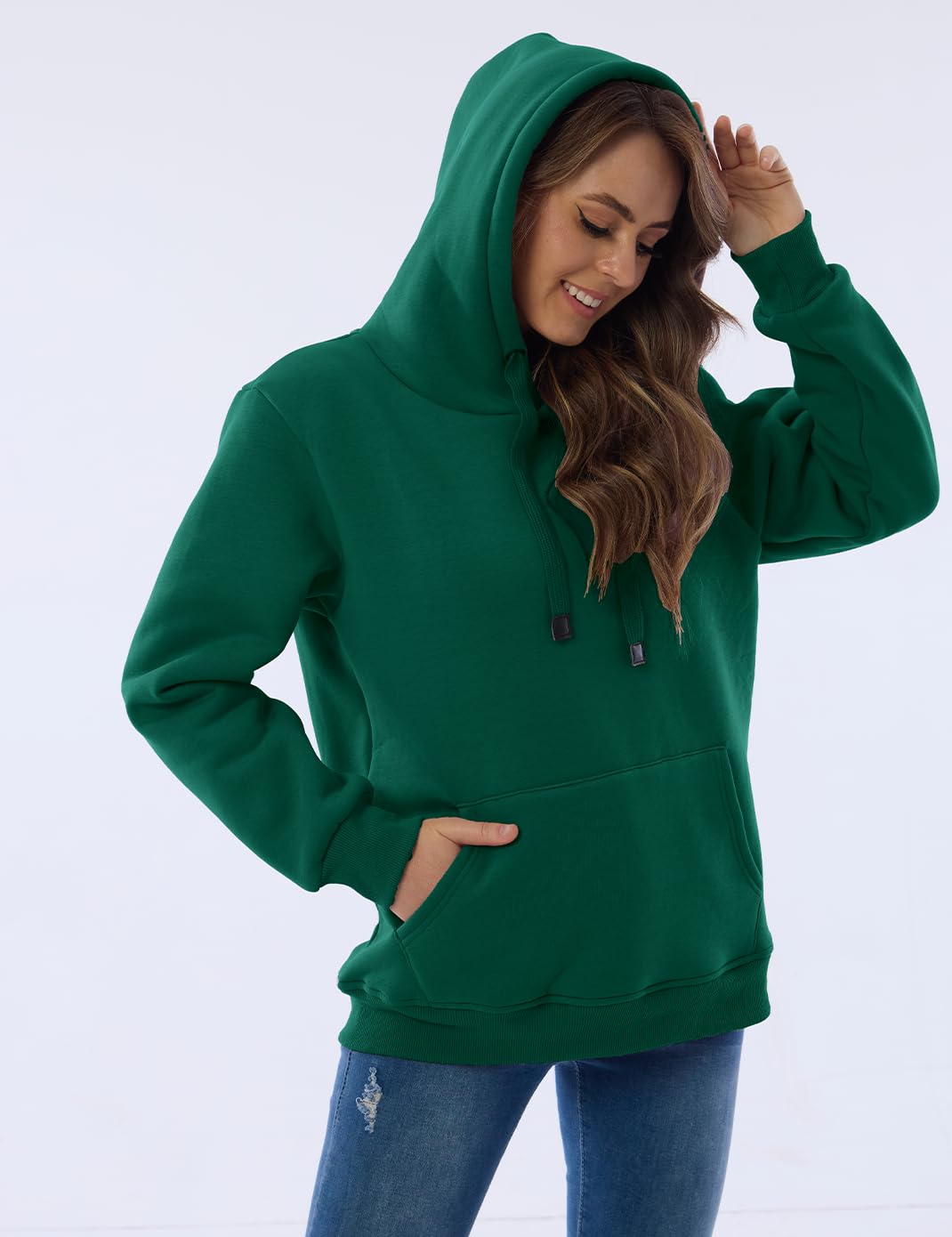 Womens Fleece Sherpa Lined Pullover Hooded