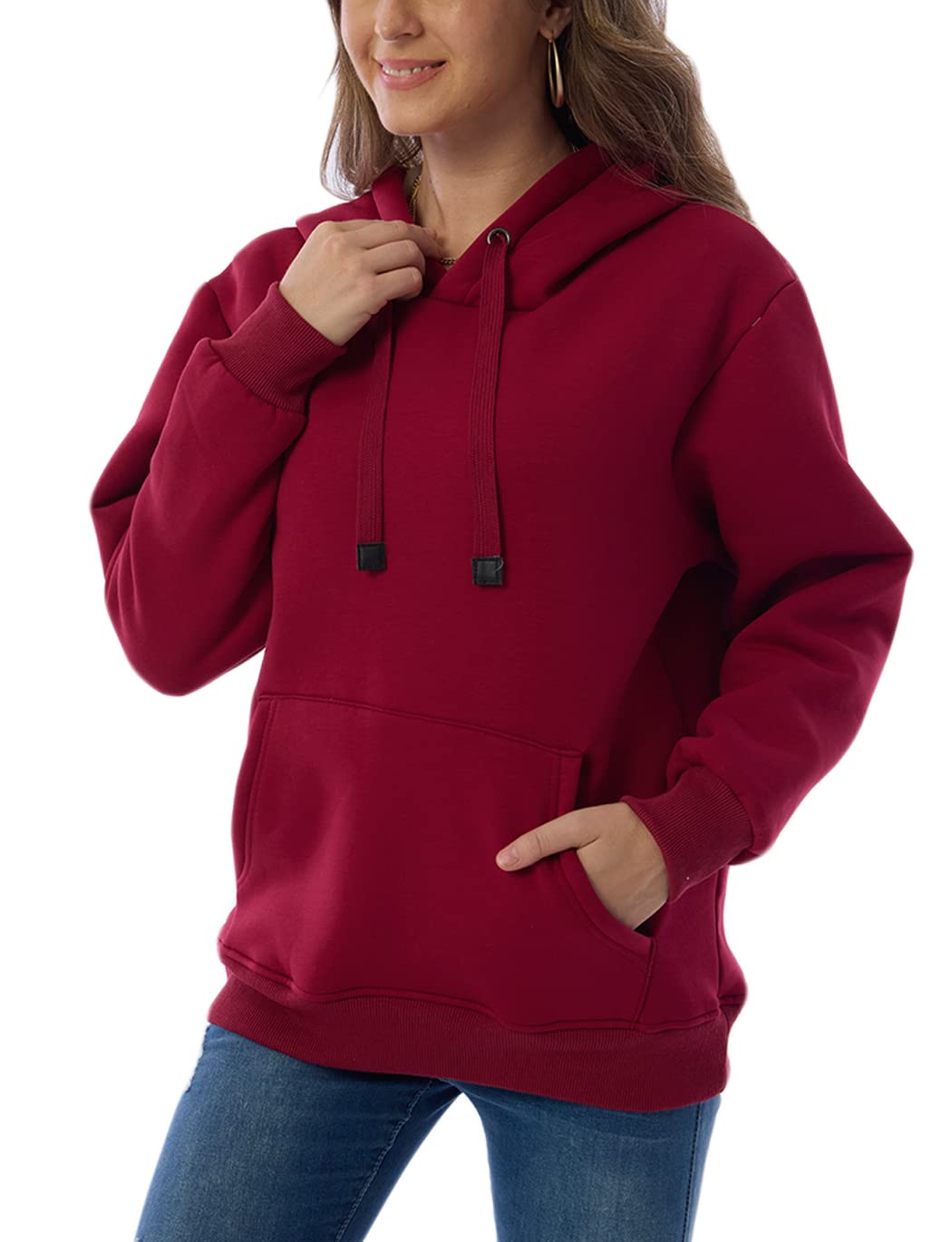 Womens Fleece Sherpa Lined Pullover Hooded