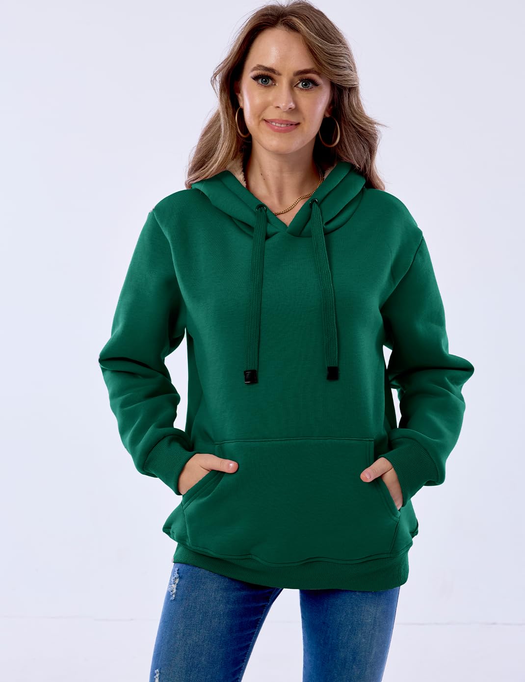 Womens Fleece Sherpa Lined Pullover Hooded