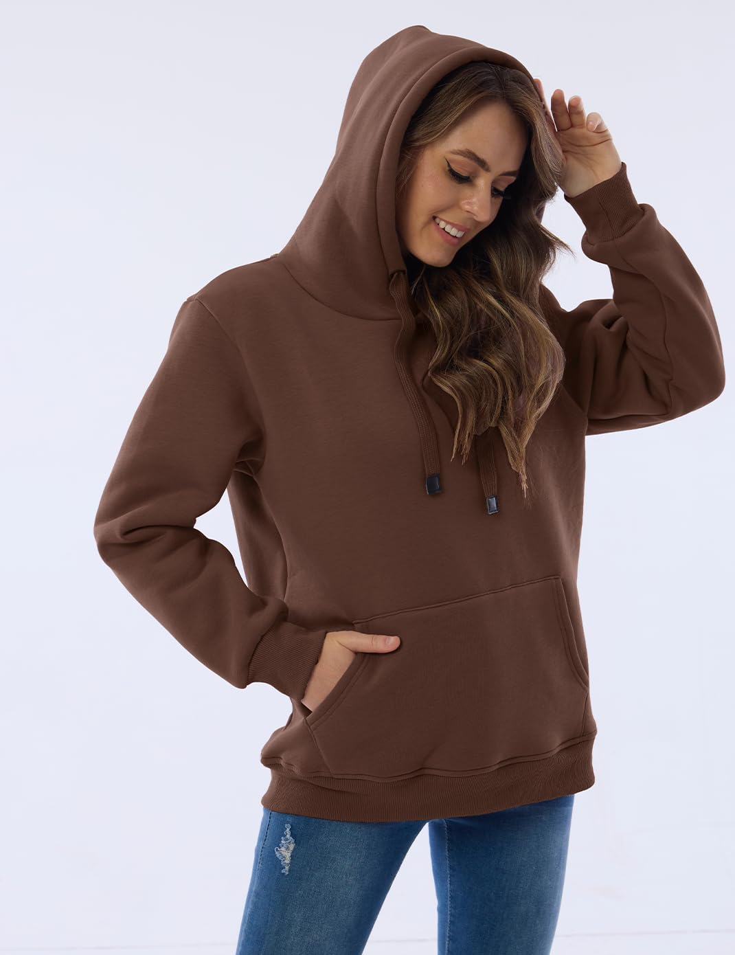 Womens Fleece Sherpa Lined Pullover Hooded