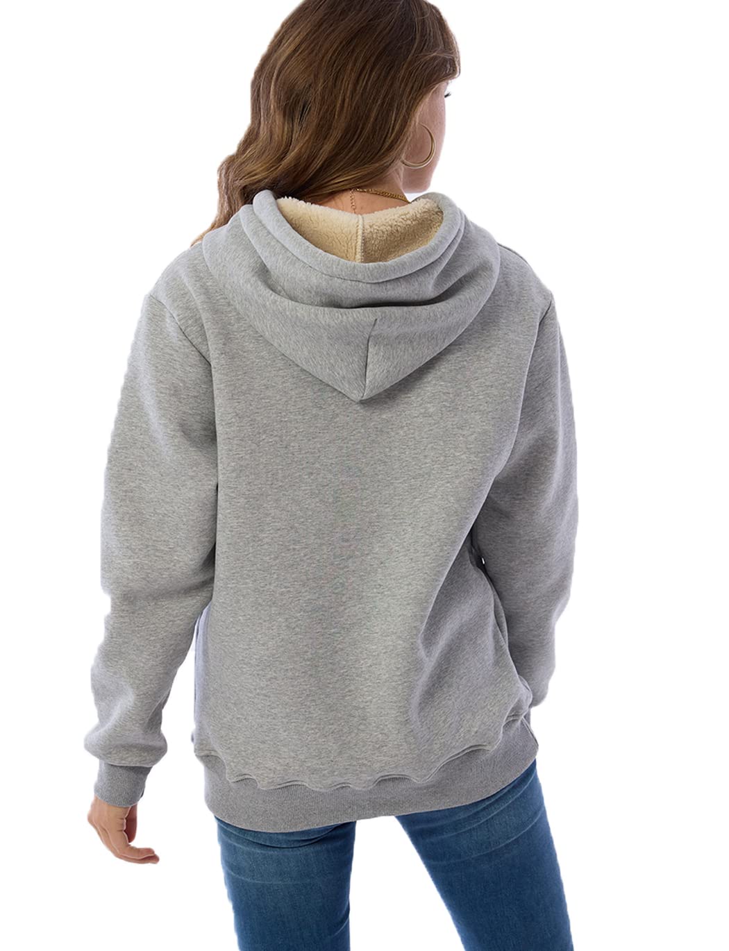 Womens Fleece Sherpa Lined Pullover Hooded