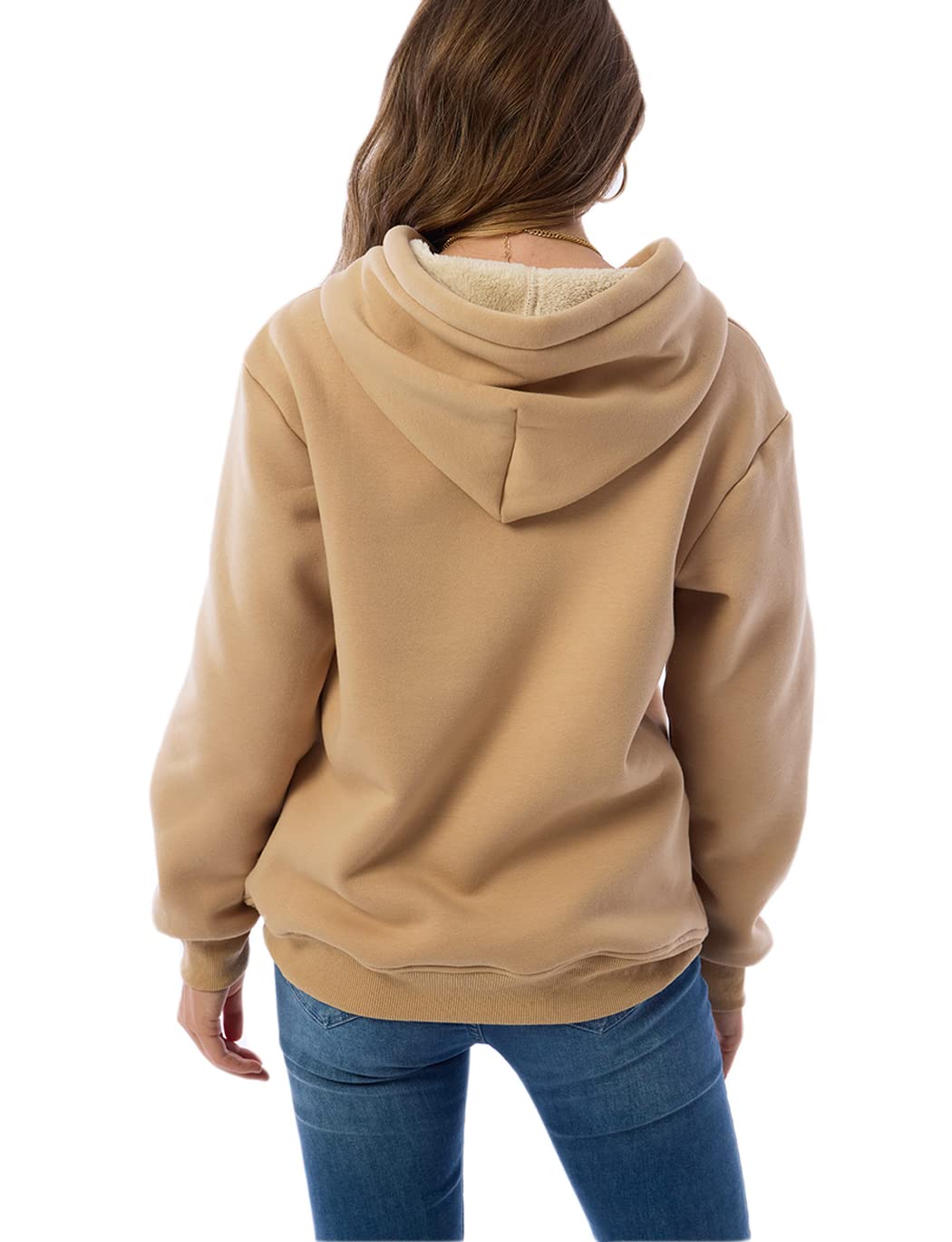 Womens Fleece Sherpa Lined Pullover Hooded