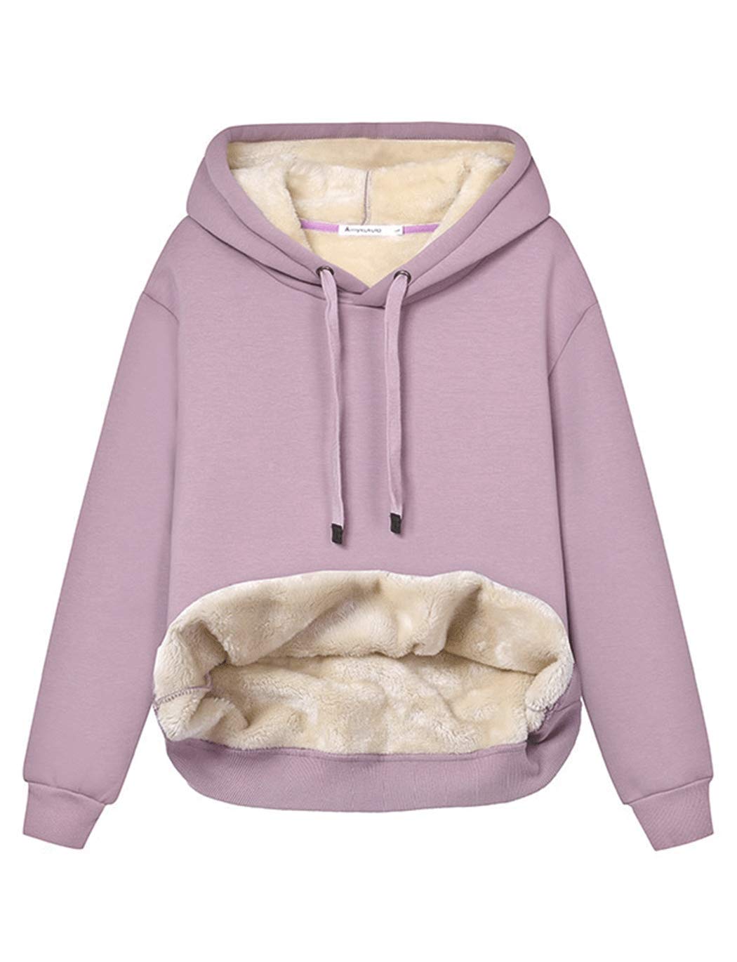 Womens Fleece Sherpa Lined Pullover Hooded