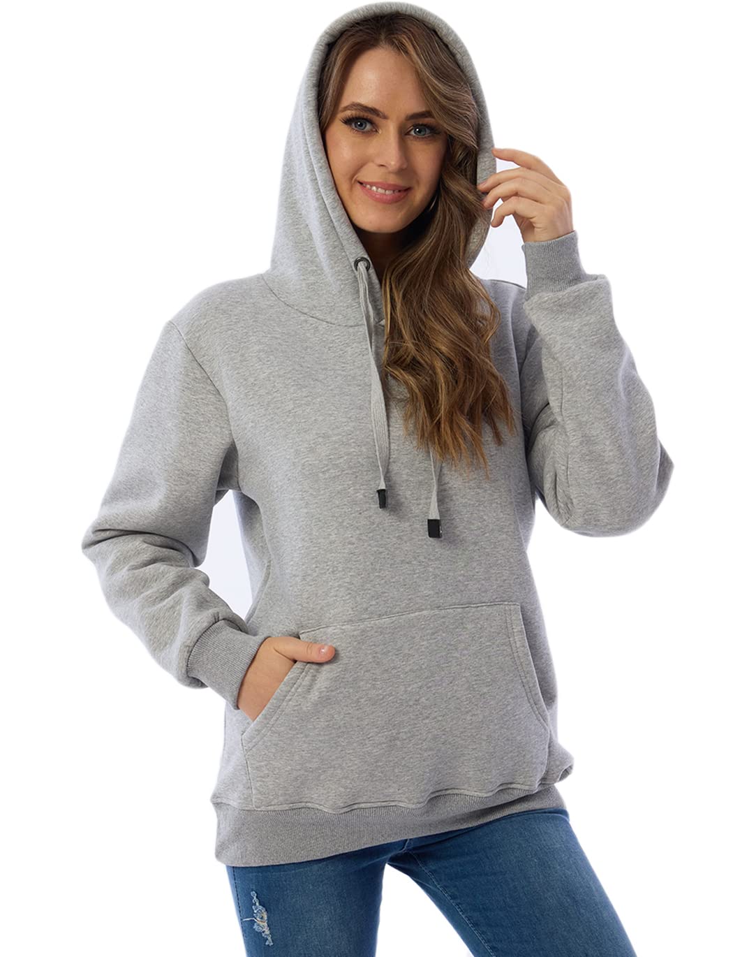 Womens Fleece Sherpa Lined Pullover Hooded