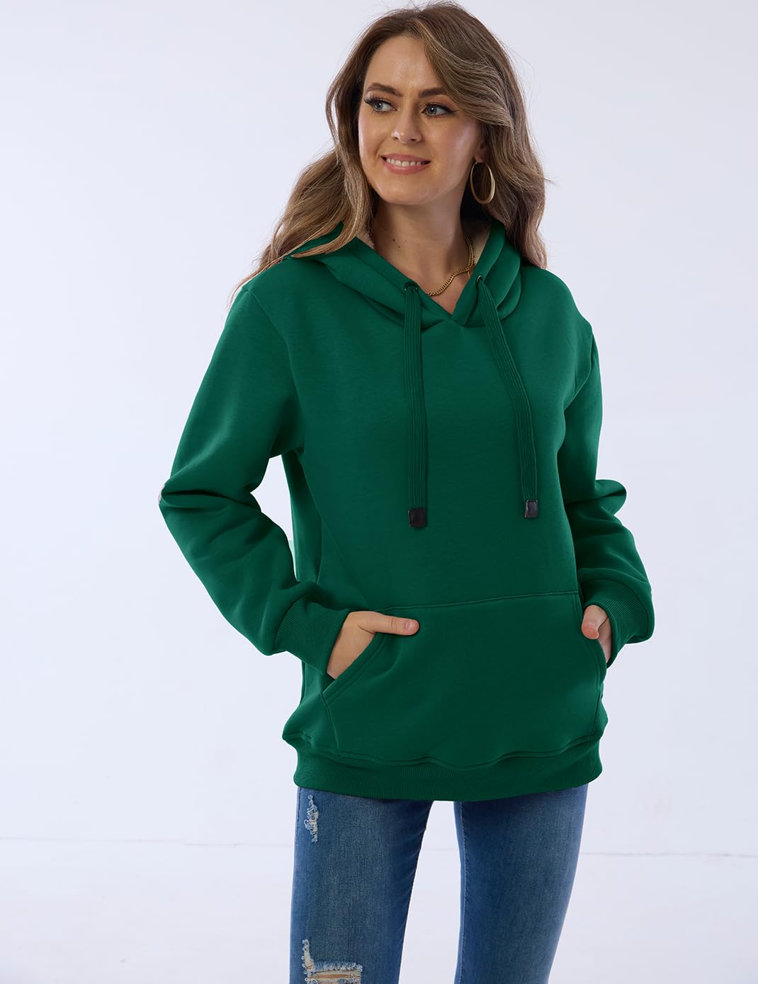 Womens Fleece Sherpa Lined Pullover Hooded