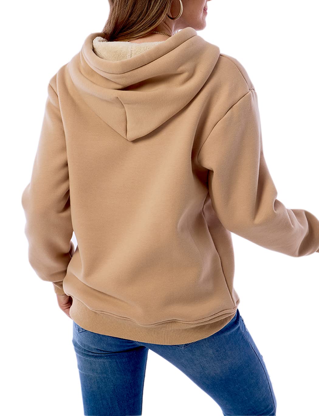 Womens Fleece Sherpa Lined Pullover Hooded